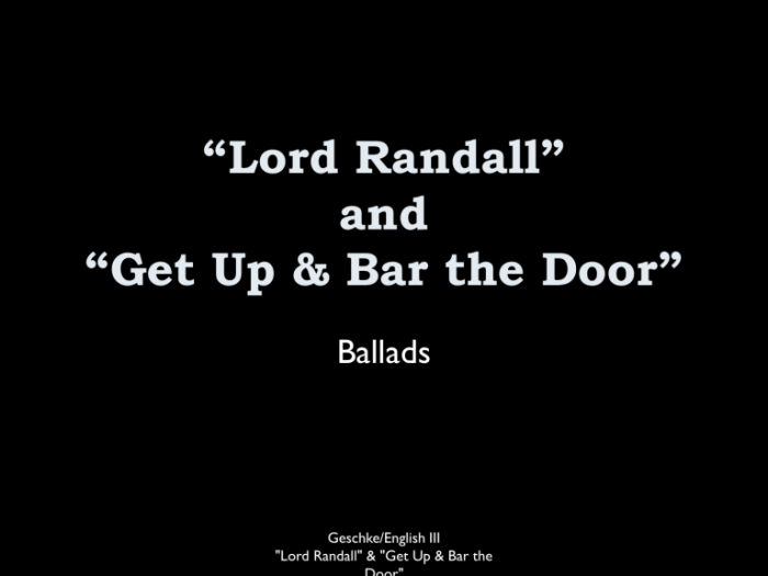 Get up and bar the door ballad summary