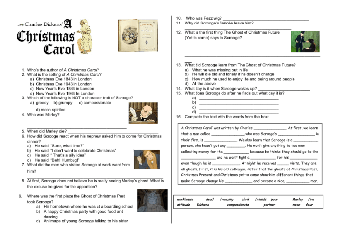 A christmas carol comprehension questions