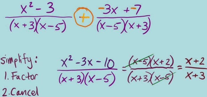 Add and subtract rational expressions worksheet