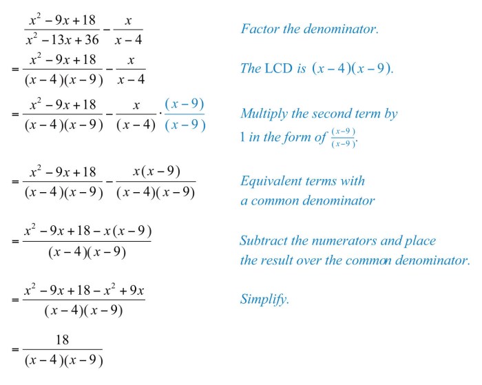 Add and subtract rational expressions worksheet