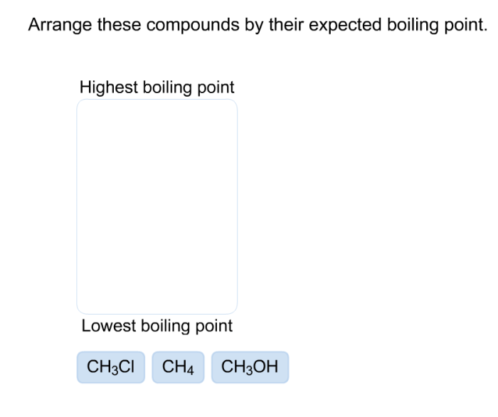 Arrange these compounds by their expected boiling point